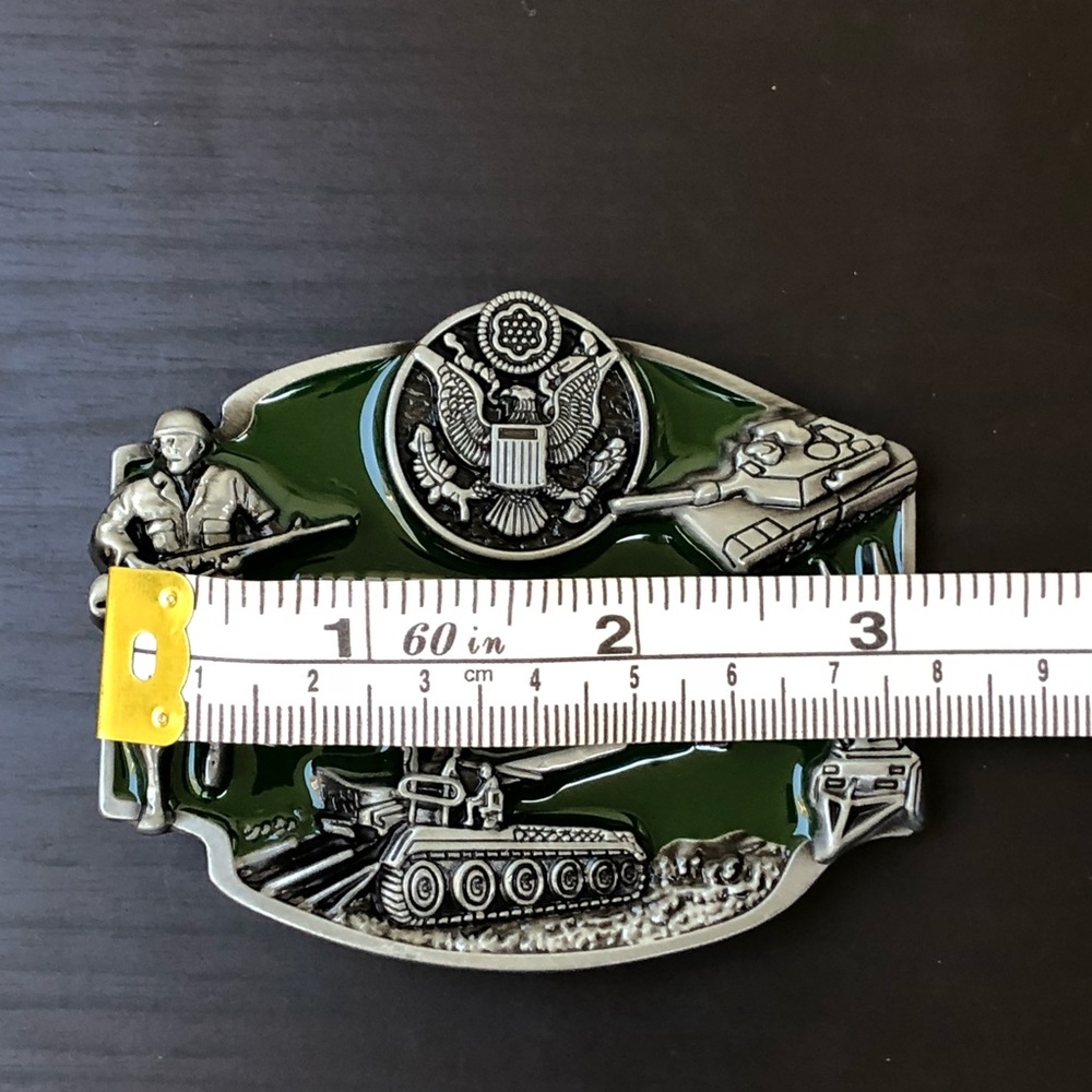 Army military belt buckle removable cowboy men - Picture 2 of 7